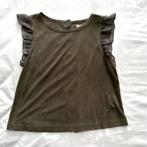 Olive top with ruffles